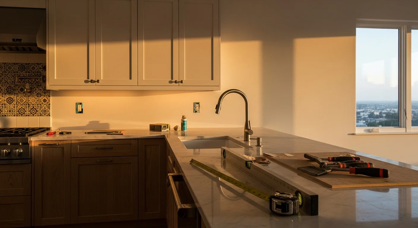 Modern kitchen remodel with custom cabinets and countertops